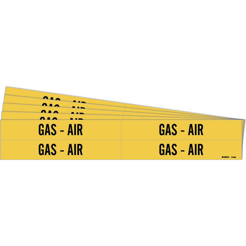 GAS - AIR Pipe Marker Style 4 Black on Yellow 4 per Card, 5 PK